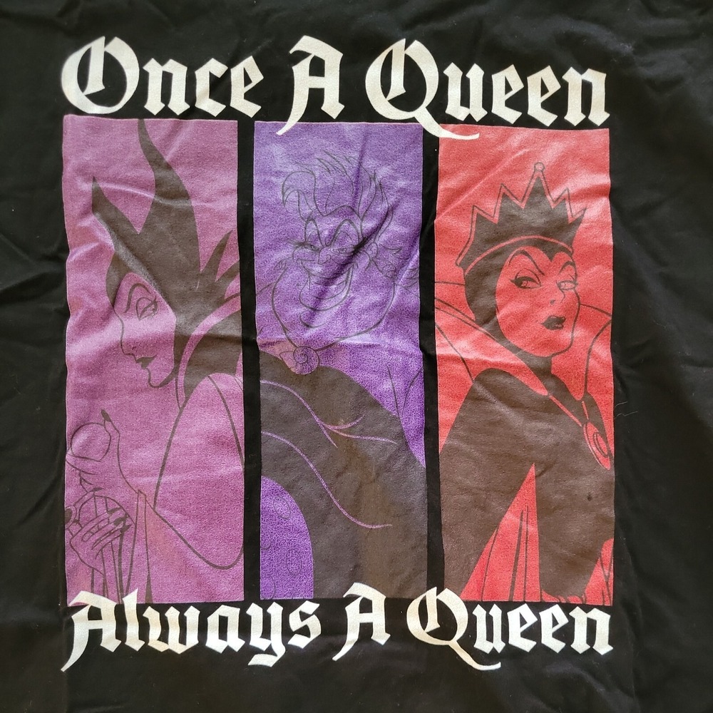 Disney Villians Once a Queen Always a Queen Black‎ Short Sleeve Size XL NWOT